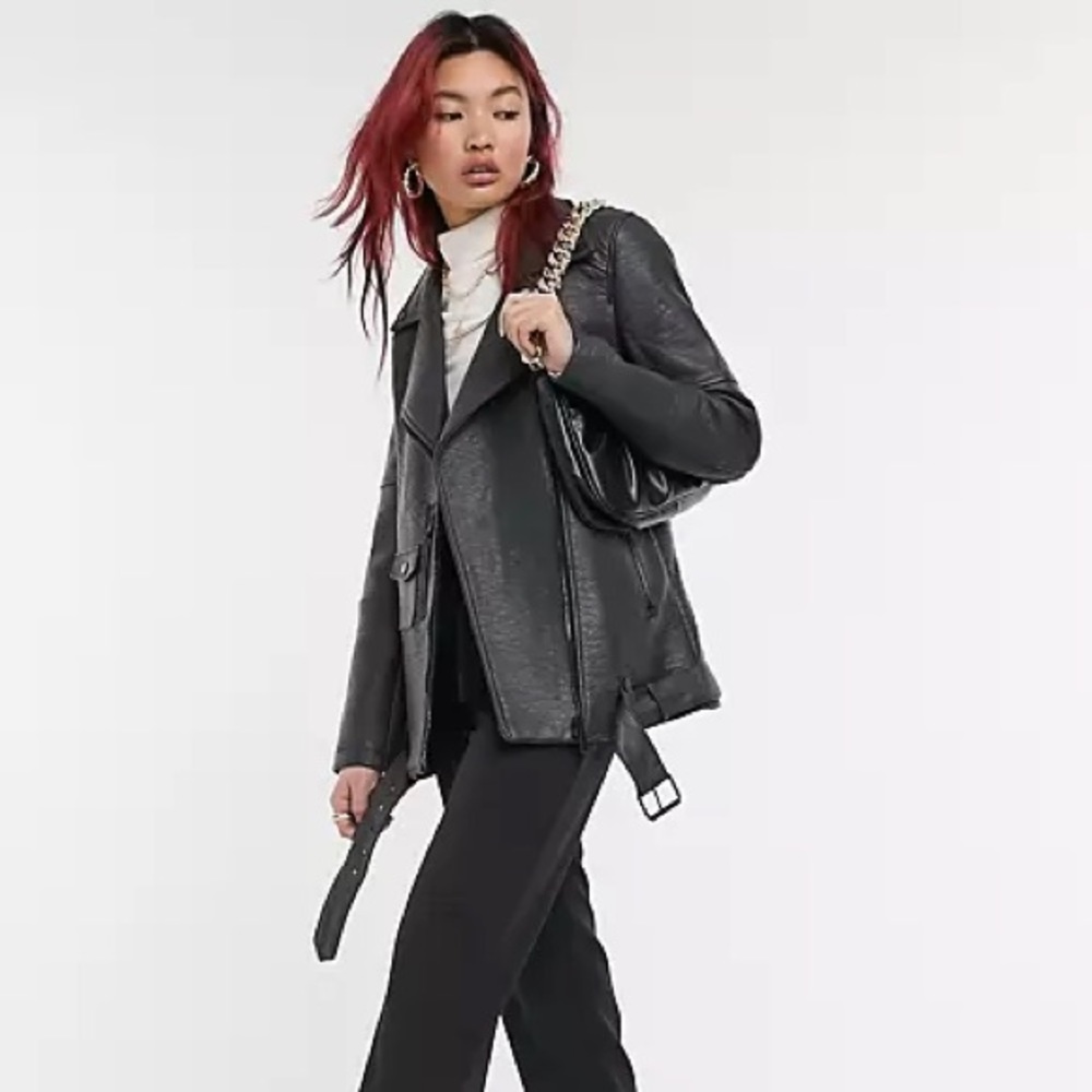 urbancode Tall Aviator Faux Leather Jacket
